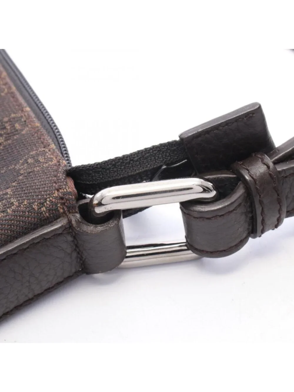 Gucci Shoulder Bag GG Pattern Dark Brown Canvas Leather